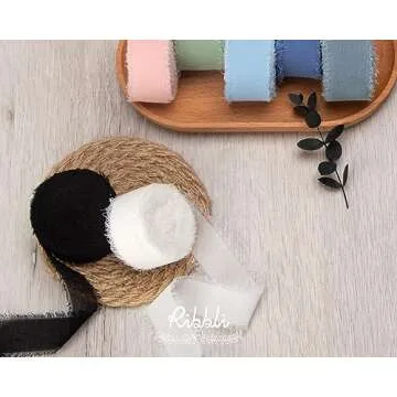 Ribbli Black Chiffon Ribbon 1 Inch x 20 Yard Handmade Fringe Chiffon Silk Ribbon Black Ribbon for Gifts Wrapping, Wedding Invitations, Bridal Bouquets, Flower Arrangement