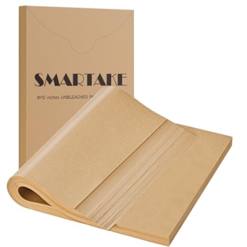 SMARTAKE 200 Pcs Unbleached Non-Stick Parchment Paper for Baking & Grilling