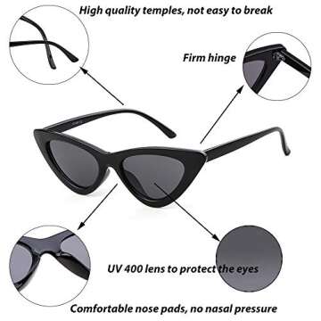 Jucoo Clout Goggles Cat Eye Sunglasses Vintage Mod Style Retro Sunglasses Small Cateye Sunglasses for Women
