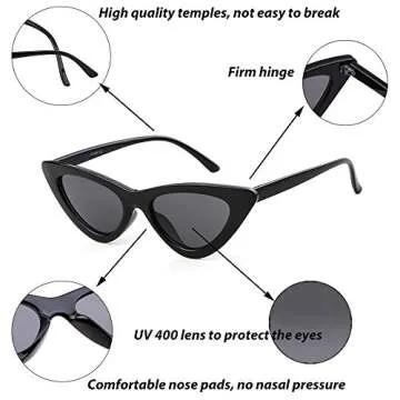 Jucoo Clout Goggles Cat Eye Sunglasses Vintage Mod Style Retro Sunglasses Small Cateye Sunglasses for Women