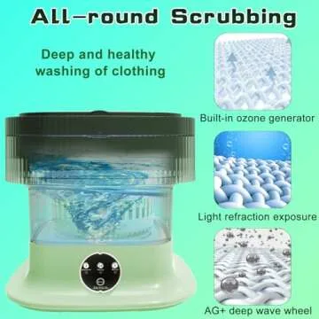 16L Portable Washing Machine, 60W Mini Washer with Foldable Design,Mini Folding Washing for Travel,Camping,Apartment,Baby Clothes,Socks,Underwear (Green)