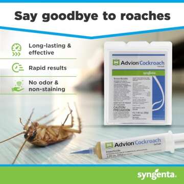 Advion Cockroach Gel Bait, 4 Tubes x 30-Grams, 4 Plunger and 4 Tips, German Roach Insect Pest Contro...