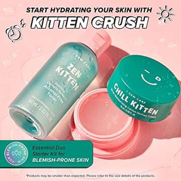 I Dew Care Travel Skincare Set - Kitten Crush | With Centella Asiatica, Prickly Pear, Aloe Vera, Hea...