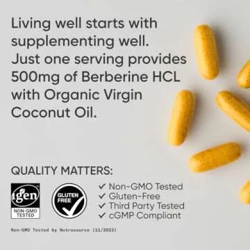 Sports Research Berberine Supplement with Coconut Oil - Herbal & Ayurvedic Metabolic Health Support - Berberine 500mg, 90 Softgels - Gluten-Free, Non-GMO Berberine Powder