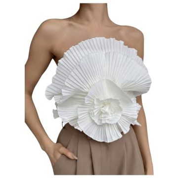 Stylish OYOANGLE Women's 3D Flower Bandeau Top - Perfect for Summer