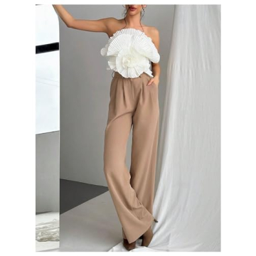 OYOANGLE 3D Flower Bandeau Top for Summer Fun