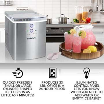 Igloo Electric Countertop Ice Maker Machine - Automatic and Portable - 33 Pounds in 24 Hours - Icecu...