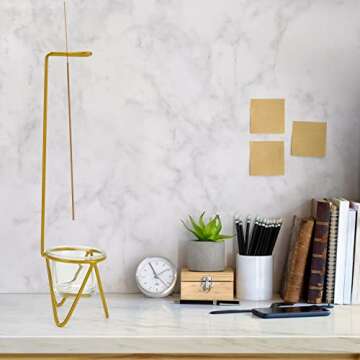 Modern Incense Burner Holder with Ash Catcher Gold Incense Stick Holder for Yoga Spa and Relaxation Home Living Room Office Decor