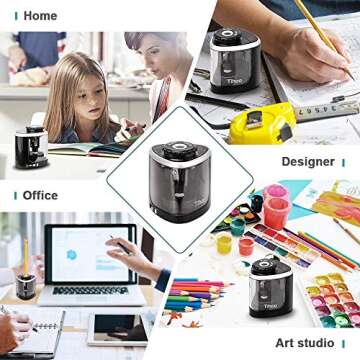 Electric Pencil Sharpener, Battery Operated Automatic Sharpener for Wood Graphite and Colored Pencils, for Home School Classroom Office Kids Adults Artists