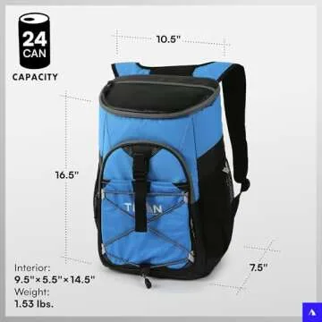 Titan Deep Freeze Backpack Cooler - 24 Can - Process Blue - Cooler Bag Insulation