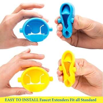 Faucet Extender for Kids - Set of 2 Animal Spout Extenders for Sink Faucets - Hand Washing for Babie...