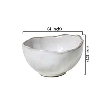 Serene Spaces Living Set of 4 Small Free-Form Edge Glazed Ceramic Bowl, Centerpiece for Vintage Weddings, Events, Home Décor, Measures 4" Diameter, 2.25" Tall