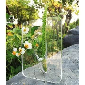 WONIU 2 Pack Acrylic Clear Frame Vase, Photo Flower Vase, Aesthetic Picture Vase for Centerpieces, Table Top, Office Home Decor, Wedding