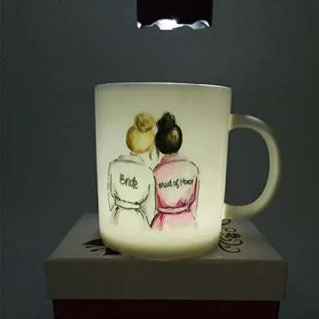 Wedding Mug for Maid Of Honor from Bride, Bridal Party Favors for Best Friend Bestie Sister, Funny Coffee Mug, White, Fine Bone China Ceramic, 11 oz