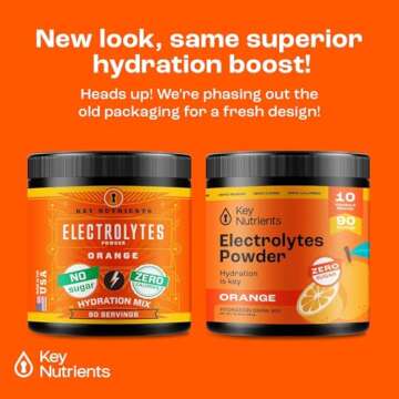 KEY NUTRIENTS Multivitamin Electrolytes Powder No Sugar - Tangy Orange Electrolyte Powder - Enduranc...
