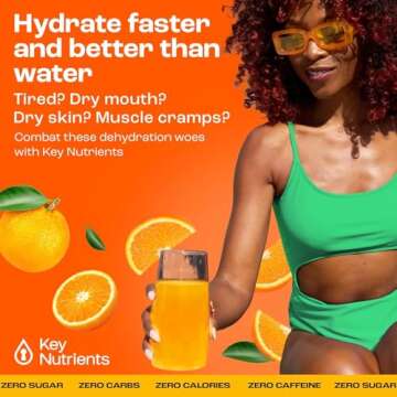 KEY NUTRIENTS Multivitamin Electrolytes Powder No Sugar - Tangy Orange Electrolyte Powder - Endurance & Energy Supplement - Hydration Powder - No Calories - 90 Servings - Made in USA