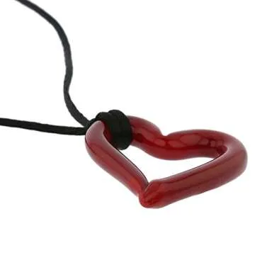 Glass Of Venice Italian Red Murano Glass Heart Pendant Necklace for Women - Handmade Blown Glass Heart Outline Necklace Made in Italy