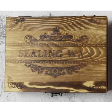 MNYR Bee Wax Seal Stamp Vintage Wooden Gift Box Packing Set Sealing Wax Sticks Melting Spoon Candle Wedding Invitation Christmas Card Gift Parcel Sealing Stamp