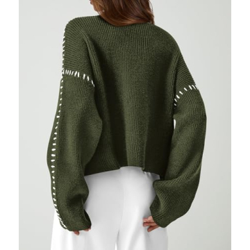 PRETTYGARDEN Women's Chunky Knit Winter Sweaters Casual Long Sleeve Mock Neck Oversized Loose Pullover Sweater Tops (Army Green,Small)