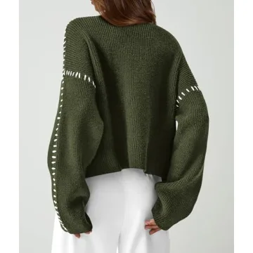 PRETTYGARDEN Women's Chunky Knit Winter Sweaters Casual Long Sleeve Mock Neck Oversized Loose Pullover Sweater Tops (Army Green,Small)