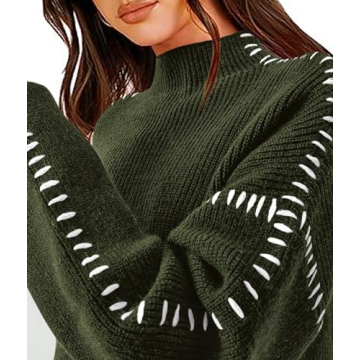 PRETTYGARDEN Women's Chunky Knit Winter Sweaters Casual Long Sleeve Mock Neck Oversized Loose Pullover Sweater Tops (Army Green,Small)
