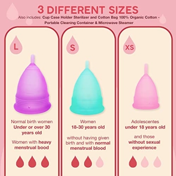 Affordable Menstrual Cups - 3 Sizes with Sterilizer