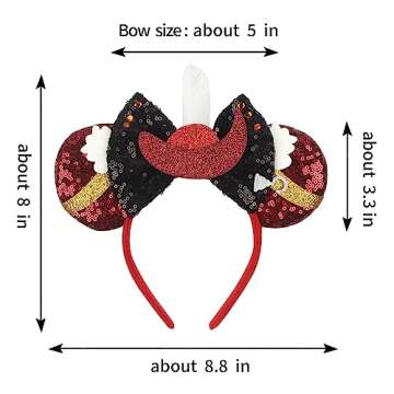 zhezesmila Mouse Ears Headband for Womens Pirate Accessories Pirate Costume Shiny Ears Bow for Theme Party Pirate Night
