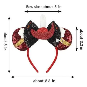 zhezesmila Mouse Ears Headband for Womens Pirate Accessories Pirate Costume Shiny Ears Bow for Theme Party Pirate Night