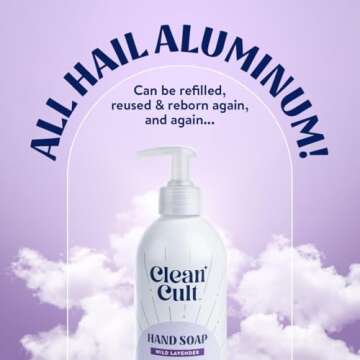 Cleancult - Wild Lavender - Moisturizing Liquid Hand Soap - Refillable Aluminum Bottle - Made with A...