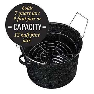 Granite Ware Enamel on Steel 21.5-Quart Water Bath Canner with lid & Jar Rack, Speckled Black