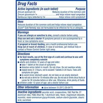 Zicam Cold Remedy Zinc RapidMelts, Elderberry Citrus Flavor, Homeopathic, Cold Shortening Medicine, Shortens Cold Duration, 25 Count