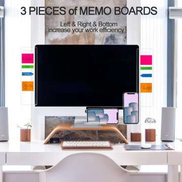 3PCS Monitor Memo Board (Left, Right & Bottom) Office Decor for Women Men, Desk Accessories Computer...