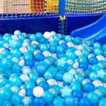 Liliful 500 Pcs Play Ball Crush Proof Play Plastic Balls for Indoor Outdoor Playhouse Tent Crawling Tunnel Birthday Party Decorations, 2.17 Inches, Round and Star(Blue Series)