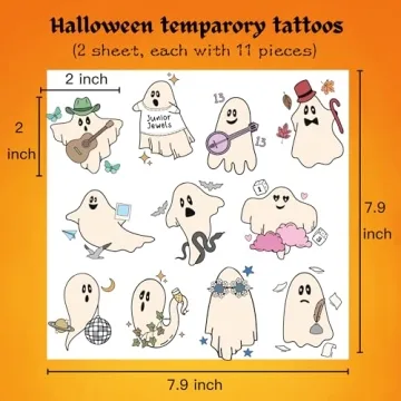 Fun 22pcs Halloween Ghost Temporary Tattoos for Parties