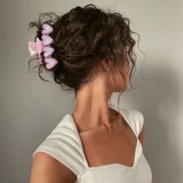 TOVABA Hair Claw Clips - Pink Heart Shape Cute Medium Trendy Hair Accessories for Women, Strong Hold Jaw Clips for Thick and Thin Hair