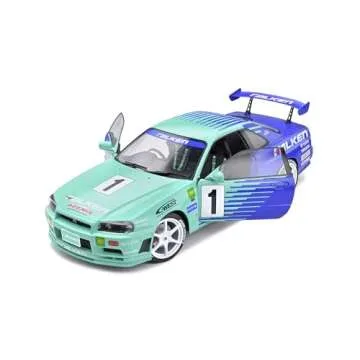 solido S1804304 1:18 1999 Nissan Skyline (R34) GT-R-Falken Drift Livery Collectible Miniature car, Multicolor