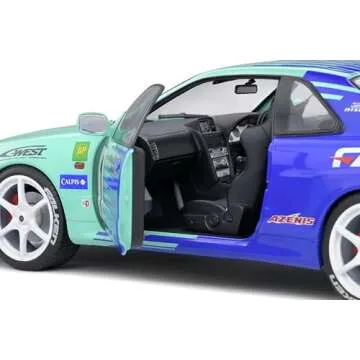 solido S1804304 1:18 1999 Nissan Skyline (R34) GT-R-Falken Drift Livery Collectible Miniature car, Multicolor