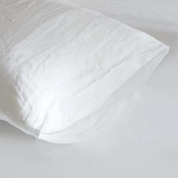 HYPREST 100% French Linen White Body Pillow Cover, Stone Washed Flax Linen Body Pillow Cover 20x54, Super Soft Breathable Cooling Moisture-Absorbing Bed Pillow Cover Envelope Design