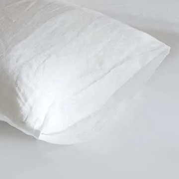 HYPREST 100% French Linen White Body Pillow Cover, Stone Washed Flax Linen Body Pillow Cover 20x54, Super Soft Breathable Cooling Moisture-Absorbing Bed Pillow Cover Envelope Design