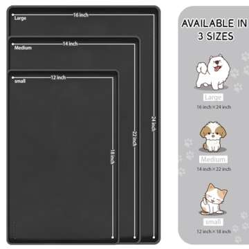 MateeyLife Silicone Cat & Dog Food Mat for Floors Waterproof, Anti-Slip Dog Bowl Mats for Food and W...