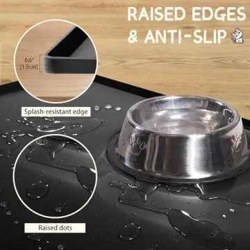 MateeyLife Silicone Cat & Dog Food Mat for Floors Waterproof, Anti-Slip Dog Bowl Mats for Food and Water, Pet Feeding Mats with Lip to Prevent Spills, Pet Placemat for Messy Drinkers to Protect Floors