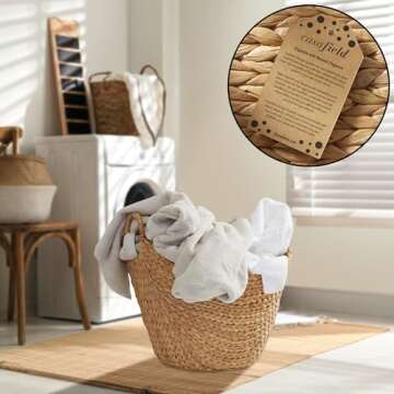 Casafield Large Laundry Boat Basket with Handles - Natural, Woven Water Hyacinth Multipurpose Storag...