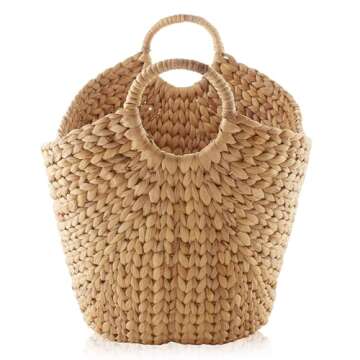 Natural Handwoven Large Laundry Basket with Handles