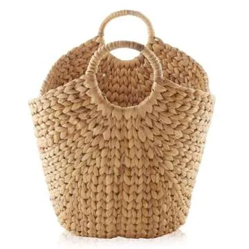 Natural Handwoven Large Laundry Basket with Handles