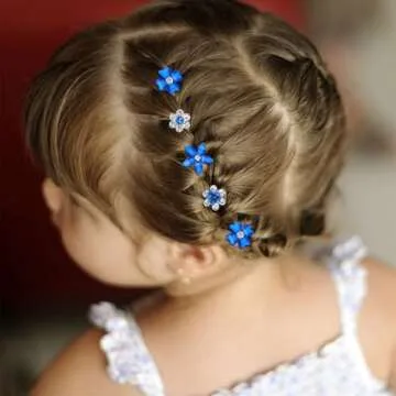 YISSION Mini Flower Hair Clips - Cute Rhinestone Hair Pins