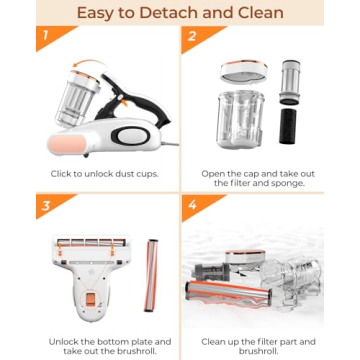 JIGOO J300 Mattress Vacuum Cleaner with Powerful Suction