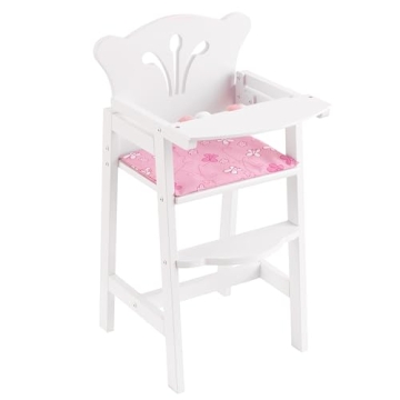 KidKraft Lil' Doll Wooden High Chair - Perfect for 18-Inch Dolls with Easy Assembly and Fabric Seat ...