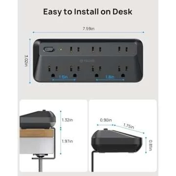 TROND Desk Clamp Power Strip with Surge Protection