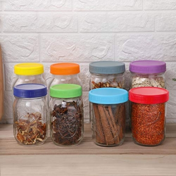 AOZITA 16 Pack Colorful Mason Jar Lids - Leakproof & Dishwasher Safe