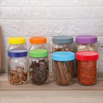 AOZITA 16 Pack Colorful Mason Jar Lids - Leakproof & Dishwasher Safe